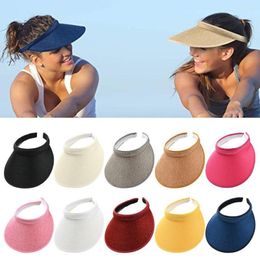 Wide Brim Hats Solid Colour For Cycling UV Protection Summer Sun Hat Visor Caps Scalable Empty Top Baseball Cap