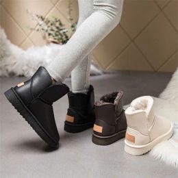 2023new Ankle Boots For Women Fashion Waterproof Lady Winter Shoes Warm Plush Snow Anti-Slip Fur Lined Bootie Outdoor 211213