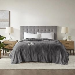 Electric Blanket Gray Polyester Queen 231109