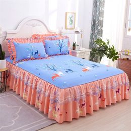 Bed Skirt 1 Pcs Lace Bed Skirt Princess Ruffle Bedding Sheet Bedspreads Bed Pillowcase For Girl Mattress Cover King/queen Size 230424