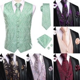 Men's Vests Hi-Tie Luxury Vest Tie Silk Paisley Dress Sleeveless Jacket 4PC Hanky Cufflink Suit Waistcoat Wedding Party Gifts