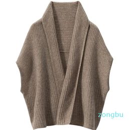 Scarves Autumn and Winter Women's Cashmere Shawl Knitted Cardigan Solid Colour Scarf Fashion Warm High Quality Wool