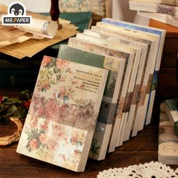 Notepads Mr Paper 8 style 100 piecesbook retro information material creative flower character hand account decoration memo pad 230408