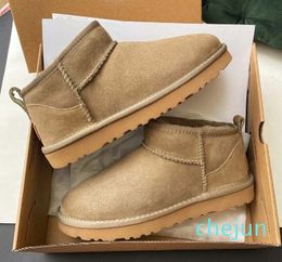 Boots Australian Women Boot Tasman Bailey Dune Chestnut Winter Buckle Fur Snow Half Knee Short Sheepskin And Wool Integrated Hair Slipper