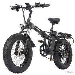 Bike Pedals Ridstar Electric Bike 1000W 48V 20 Inch Folding Ebike 14AH IPX7 Waterproof Men Woman Mountain Snow City Electric Bicycle US Spot M230411