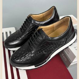 High-end Men's First Layer Cowhide Crocodile Pattern Trend Sports Lace-up Leather Shoes Business Casual Shoes Large Size 46 10A45