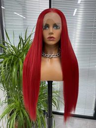 Lace Wigs Selling Women's Wigs High Temperature Silk Front Lace Red Long Straight Hair Chemical Fiber Headwear Wigs