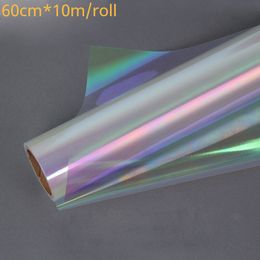 Packaging Paper 60cm Iridescent Flower Bouquet Wrapping Cellophane Rainbow Film Valentines Day Gift Packaging Birthday Wedding Party Decorations 230410