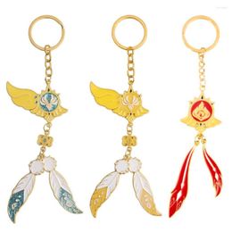 Keychains Genshin Impact Barbatos Venti Waist Ornaments Cosplay Metal Keychain Alloy Luminous Key Chains Accessories Christmas Gifts