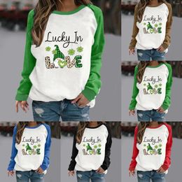 Women's Hoodies Crewneck Long Sleeve Casual Wear Pullover Sweatshirts Green Pattern Printed Sweatshirt For Women