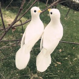 Decorative Flowers 1PCS 12 5 5CM Doves Artificial Foam Feather Mini White Birds With Magnet Craft Home Decor Wedding Decorations