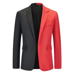 New Autumn and Winter New Hot Selling European Size Large Men's Fashion Trend Colour Block Suit Suit Coat