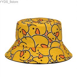 Wide Brim Hats Bucket Hats Summer Sun Hat Reversible Yellow Duck Bucket Hat for Men Women Cotton Bob Panama Girls Beach Travel Outdoor Fisherman Hat YQ231110