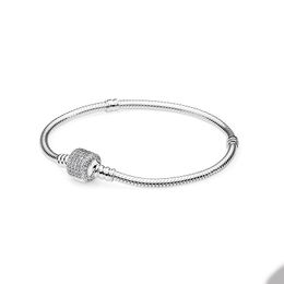 Sparkling Pave Clasp Charm Bracelets for Pandora Authentic Sterling SIlver designer Bracelet Set For Women Girlfriend Gift Wedding Jewellery with Original Box