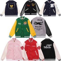 Men's Jackets New Cartoon Rabbit Embroidery Made Jackets Oversize Couple Zip Jacket Coats Tiger Duck baseball uniform