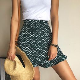 Skirts Summer female beach boho sexy mini skirt female womens Casual floral Printed ruffles hem HighWaist Skirt skirts for women 230410