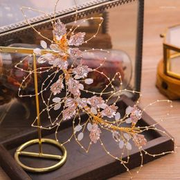 Hair Clips 1pcs Fairy Handmade Weave Crystal Leaves Bridal Wedding Hairband Diadema Women Accessories Jewellery