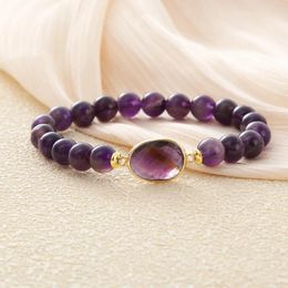 Strand Purple Natural Stones Stretchy Bracelets Faceted Ladies Graceful Jewellery