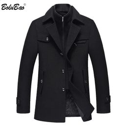 Men's Wool Blends BOLUBAO Men Winter Wool Coat Men's High Quality Solid Colour Simple Blends Woollen Pea Coat Male Trench Coat Casual Overcoat 231109