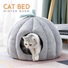 kennels pens Pet Cat Bed Winter Super Soft Cute Pumpkin Shape for Indoor Cat Dog House with Mattress Dog Beds Warming Puppy Kitten Nest 231109