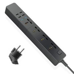 WIFI Smart power strip Universal plug 18/M/30M/50M with alexa googlehome multi 4 AC Socket 4 USB voice contro UK/EU/US/AU monitor po Jrxt