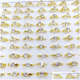 Solitaire Ring 50Pcs / Lot High Quality 3 Styles Cubic Zirconia Sier Finger Jewellery Classic Engagement For Women Drop Deliver Dhgarden Dhpm3