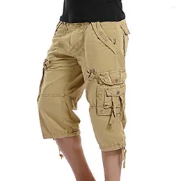 Men's Pants Summer Calf-Length Cargo Men Cotton Casual Outdoor Trousers Pockets Solid Tactical For Man