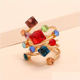 Solitaire Ring 50Pcs/Lot Personality Elegant 7 Colours Big For Women Resin Stone Fashion Elastic Stretch Finger Rings Christm Dhgarden Dh521