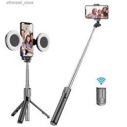 Selfie Monopods 4in1 Wireless Bluetooth Selfie Stick Tripod With LED Ring Light Selfie Extendable Monopod Stand For iPhone Androis GT Q231110