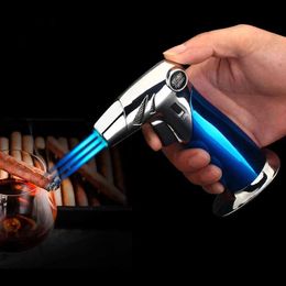 Lighters Outdoor BBQ Lighter Cigar Torch Turbo Jet Butane No Gas Cigarette 1300C Spray Gun Windproof Metal Pipe For Kitchen