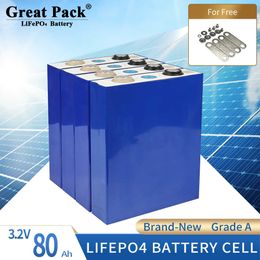 100% Full Capacity 8PCS 3.2V 80Ah Brand New Grade A LiFePO4 Battery Cell Rechargeable Deep Cycle Lithium Ion with Busbars