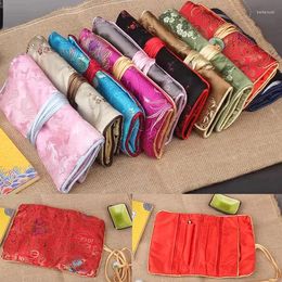 Jewellery Pouches Roll Christmas Gifts Silk Organiser 3 Zipper Bag Embroidery Travel Packaging Gift Box