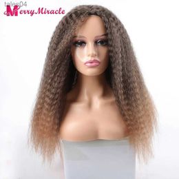 Synthetic Wigs Long Kinky Curly Ombre Colour Synthetic Wigs for Black Women Black Blonde Ginger White Hair Afro Kinky Curly Synthetic Hair Wigs YQ231110