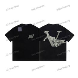 xinxinbuy Men designer Tee t shirt 23ss Paris Face pattern printing short sleeve cotton women Black blue gray green XS-2XL