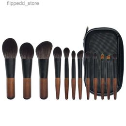 Makeup Brushes Portable 12-piece Mini Cosmetic Brush Short Handle Powder Brush Blusher Brush Eye Shadow Brush Animal Hair Facial Makeup Tools Q231110