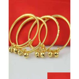 Bangle jóias bebê sinos pulseira pulseiras 24k cor de ouro amarelo para bebês crianças 9017273 gota entrega jóias pulseiras dhmjk