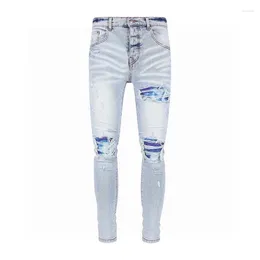 Men's Jeans Buy Mens Skinny Designer Fashion Brand High Waist Stretchy Distressed Slimming Denim Pants Destroyed Ripped Trousers