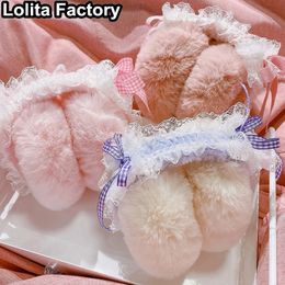 Ear Muffs Japanese Lace Lolita Earmuffs Girl Sweet Woman Plush Warm in Autumn and Winter Lovely Daily Kids 231109