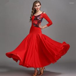 Stage Wear Women Ballroom Dance Training Clothes Modern Practise Dress Ball Waltz Tango Social Lace Uniforms MY787