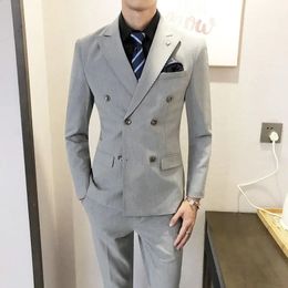 Mens Suits Blazers Boutique S5XL Single West Vest Trousers Fashion Business Korean Slim Professional Dress Double Breasted 231110