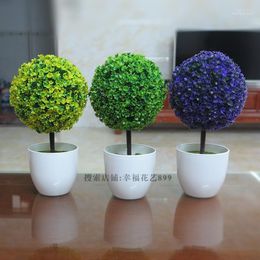 Planters & Pots Garden Home Simulation Plant False Flower Ball Potted Small Bonsai Set Indoor Living Room Green Decoration