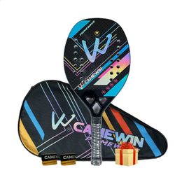 Tennis Rackets In Stock 3K Camewin Full Carbon Fibre Rough Surface Beach Tennis Racket With Cover Bag Send Overglue 231109