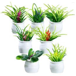 Garden Decorations 7pcs Simulation Vase Plants Pots Bonsai Shape Micro Landscaping Decors House Supplies