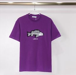 Men's Tshirts White Saint Designer t Shirt Summer Short Sleeve Purple Fish Bone Embroidery Women Men Tshirt Tee Mens Clothes