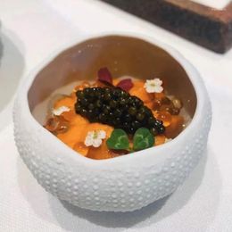 Bowls Creative High-end Restaurant Ceramic Sea Urchin Bowl White Special-shaped Dish El Club Molecular Cuisine Baipan