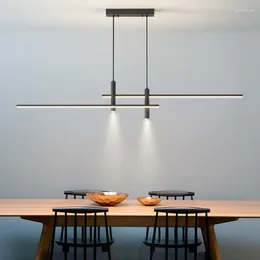 Chandeliers Nordic Dining Room Chandelier One Word Long Light Modern Simple Bar Table With Spotlights