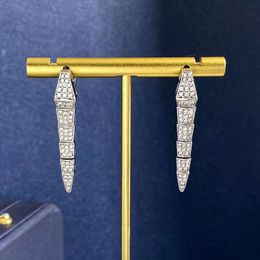 Jewellery Designer Earrings Light Luxury Micro Inlaid with Diamond Snake Bone Earstuds Vintage Personalised 1-Shaped Snake Bone Women's Earrings Gift Wholesale