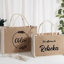 Gift Wrap Personalised Burlap Tote Bags Custom Name Jute Bag Bridesmaid Gift Bag Bachelorette Party Beach Bag Wedding Favours Gift for Her 231109