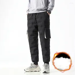 Men's Pants Winter Men Thicken Casual Down Vintage Korean Fashion Handsome Loose Trousers Male Warm Lace-up Leggings Sports