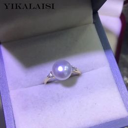 Wedding Rings YIKALAISI 925 Sterling Silver Jewellery Oblate Pearl Rings Fine Natural Pearl Jewellery 8-9mm Rings For Women wholesale 231108